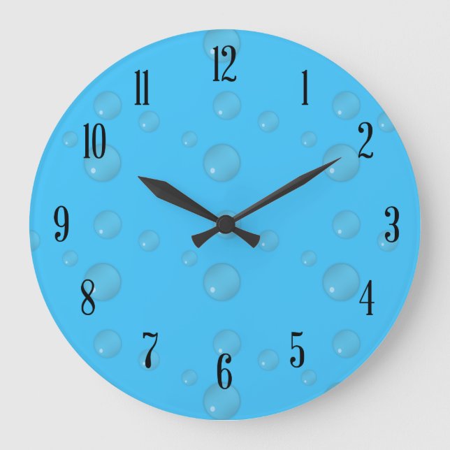 Grande Horloge Ronde Bulles d'eau bleu avec des chiffres (Recto)
