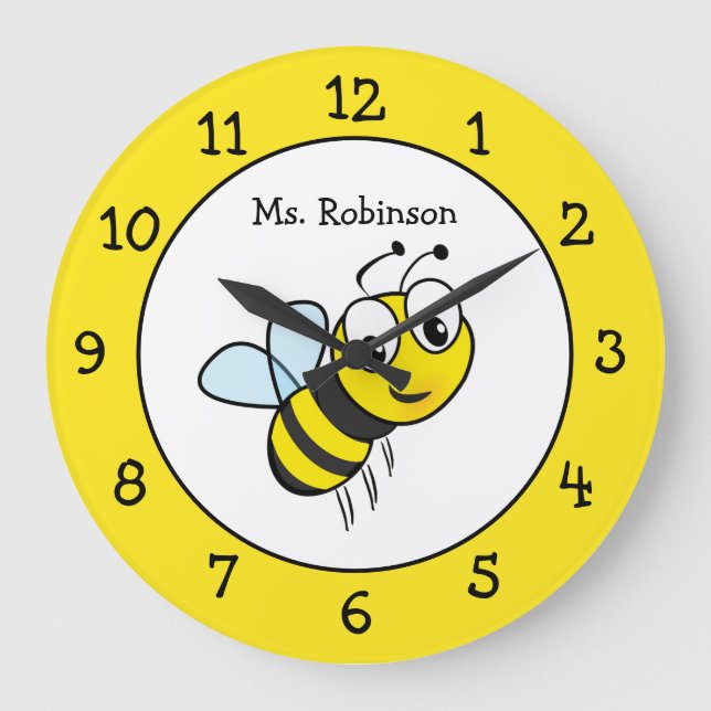 Grande Horloge Ronde Bumble Bee Enseignant's Classroom (Recto)