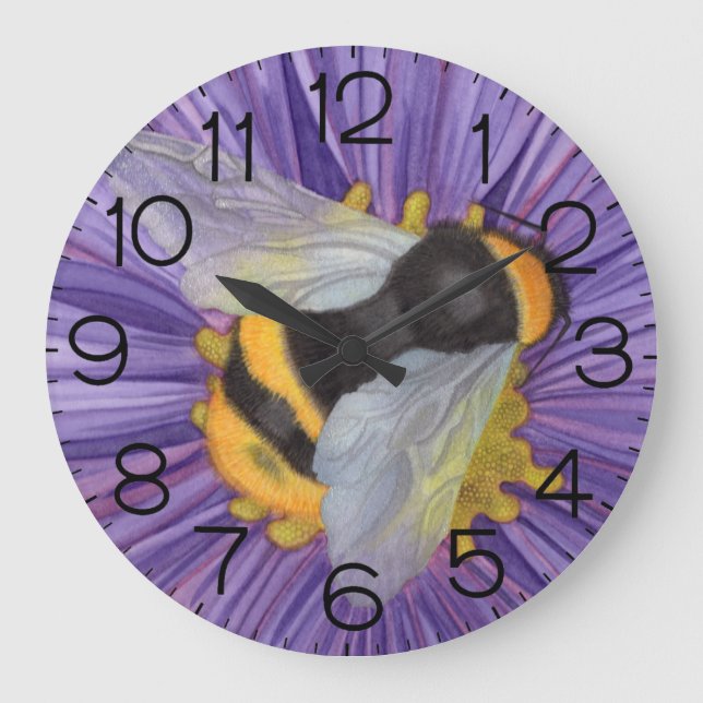 Grande Horloge Ronde Bumble Bee Wall Clock Honey Bee (Recto)