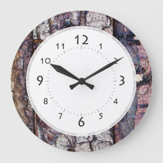 Grande Horloge Ronde Bureau de bûcheron ou de charpentier d'écorce