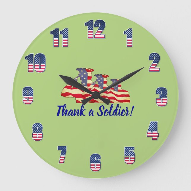 Grande Horloge Ronde Bureau ou maison "Merci un soldat" (Recto)
