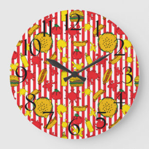Grande Horloge Ronde Burgers au fromage Hot Dogs Restaurant de restaura