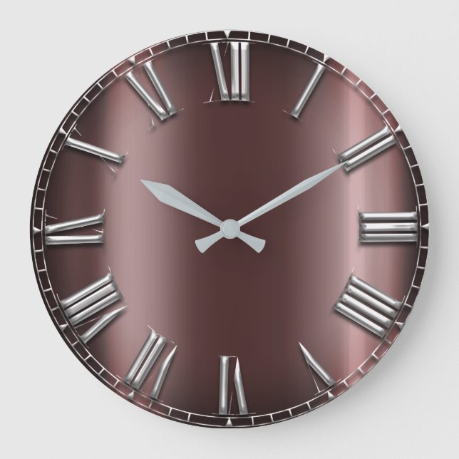 Grande Horloge Ronde Burgundy Maroon Silver Gray Métallc Number (Recto)