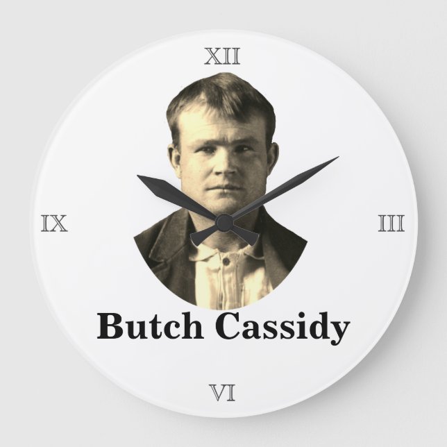 Grande Horloge Ronde Butch Cassidy Recherché 🚨 Wild West Outlaw USA (Recto)