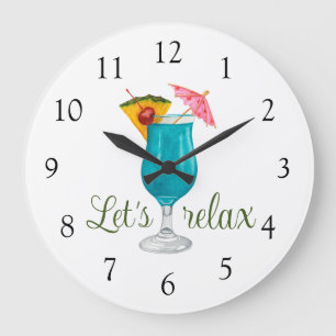 Grande Horloge Ronde Buvons un Cocktail Tropical Relaxant