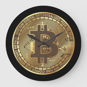 Grande Horloge Ronde Cachette de la paroi du Bitcoin noir
