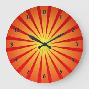 Grande Horloge Ronde Cachette murale des rayons Sun