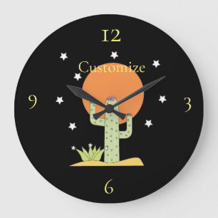 Grande Horloge Ronde Cactus du désert Sun Thunder_Cove