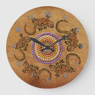 Grande Horloge Ronde Cadeau d'art aborigène australien