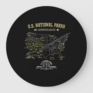 Grande Horloge Ronde Cadeau de camping américain - 63 US National Park