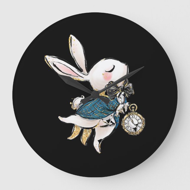 Grande Horloge Ronde Cadeau de lapin| Alice au pays des merveilles (Recto)
