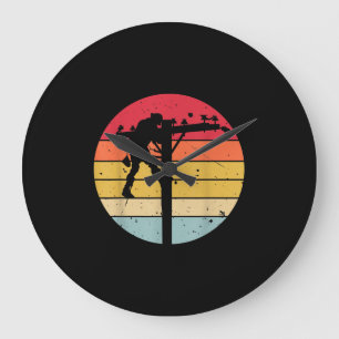 Grande Horloge Ronde Cadeau de Lineman Electrician