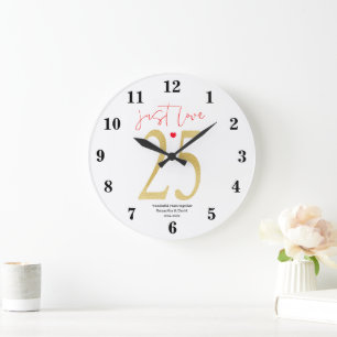 Grande Horloge Ronde Cadeau élégant de fleurs pour anniversaire de mari