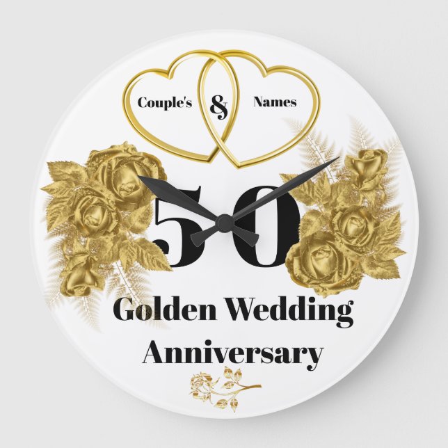 Grande Horloge Ronde Cadeau personnalisé pour l'anniversaire du Mariage (Recto)