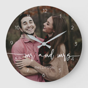 Grande Horloge Ronde Cadeau photo m et mmm pour couple personnalisé