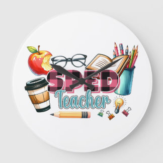 Grande Horloge Ronde Cadeau pour Enseignant | Enseignant Spécialisé