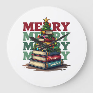 Grande Horloge Ronde Cadeau pour l'enseignant   Livres de Noël pour l'e