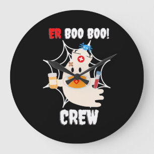 Grande Horloge Ronde Cadeau Spider   Boo Crew Nurse Halloween mignonne 