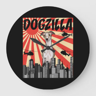 Grande Horloge Ronde Cadeau Whippet | drôle japonaise dogzilla whippet