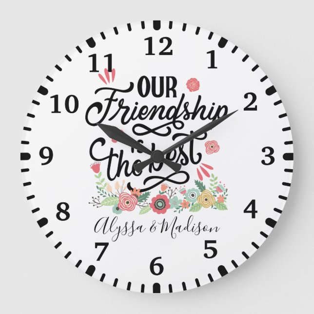 Grande Horloge Ronde Cadeaux BFF Notre amitié est la meilleure (Recto)
