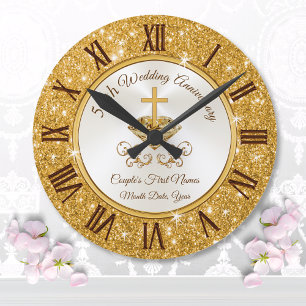 Grande Horloge Ronde Cadeaux d'or personnalisés chrétiens