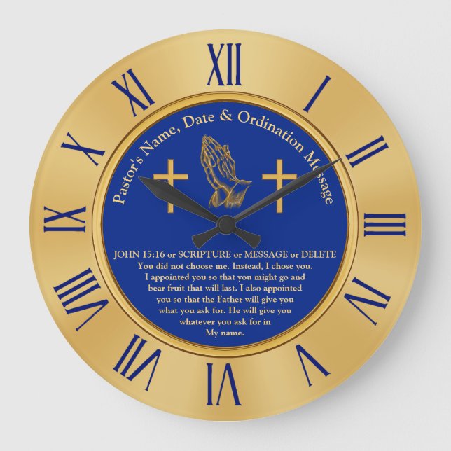 Grande Horloge Ronde Cadeaux d'Ordination Pasteur ou Prêtre, Personnali (Recto)