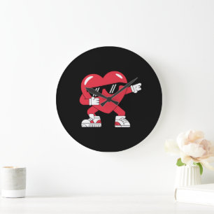 Grande Horloge Ronde Cadeaux drôles de la Saint-Valentin cœur Dabbing