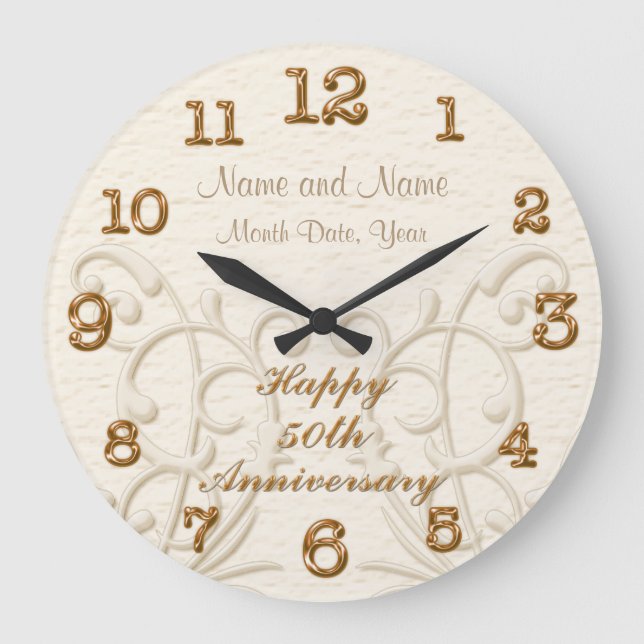 Grande Horloge Ronde Cadeaux personnalisés du 50e anniversaire pour les (Recto)