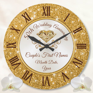 Grande Horloge Ronde Cadeaux pour le 50e anniversaire de Mariage pour l