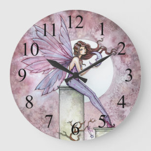 Grande Horloge Ronde Cadran de l'Art Fantastique de la Fée de la Lune M