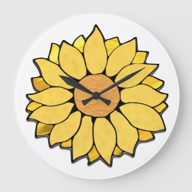 Grande Horloge Ronde Cadran de Tournesol en Verre Coloré (Recto)