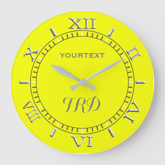Grande Horloge Ronde Cadran électrique jaune vif pour personnaliser sur (Recto)