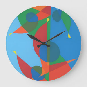Grande Horloge Ronde Cadran mural à clé de sol d'abstraction moderne
