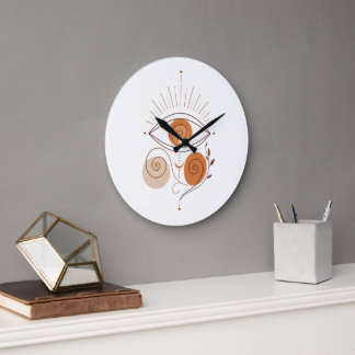 Grande Horloge Ronde Cadran mural à l'esthétique Bohème Terre