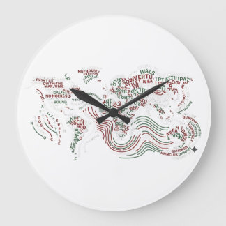 Grande Horloge Ronde Cadran mural décor Terre conception typographique