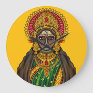 Grande Horloge Ronde Cadran mural du visage de la déesse Kali