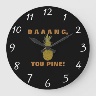 Grande Horloge Ronde Cadran mural en pin Daaang You