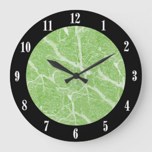 Grande Horloge Ronde Cadran mural moderne noir et impression de marbre
