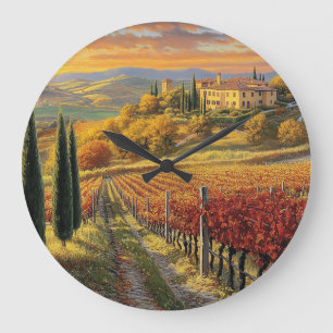 Grande Horloge Ronde Cadran mural rond paysage de Toscane