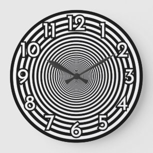Grande Horloge Ronde cadran noir cercles concentriques