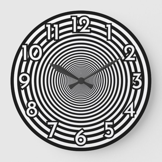 Grande Horloge Ronde cadran noir cercles concentriques (Recto)