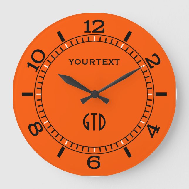 Grande Horloge Ronde Cadran orange électrique dynamique pour personnali (Recto)