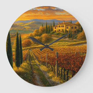 Grande Horloge Ronde Cadran Rond Paysage de Toscane
