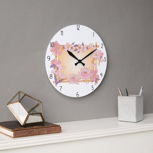 Grande Horloge Ronde cadre de fleurs (Bureau)