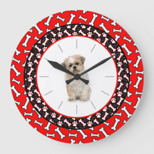 Grande Horloge Ronde Cadre d'os de chien du portrait du chien