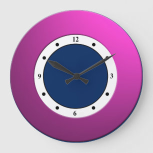 Grande Horloge Ronde Cadre rose métallique moderne coloré sur n'importe