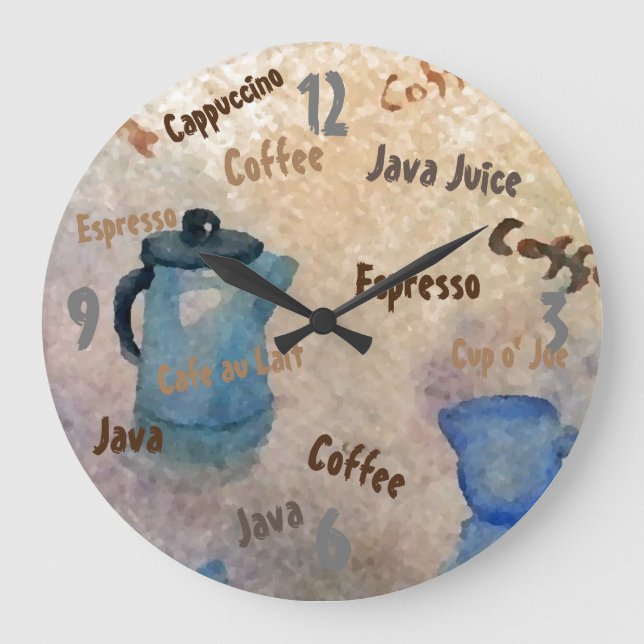 Grande Horloge Ronde Café Java Espresso Shabby Chic Country Diner (Recto)