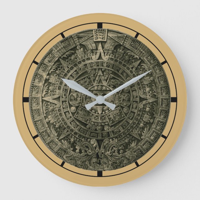 Grande Horloge Ronde Calendrier zodiaque Aztec Sun Stone (Recto)