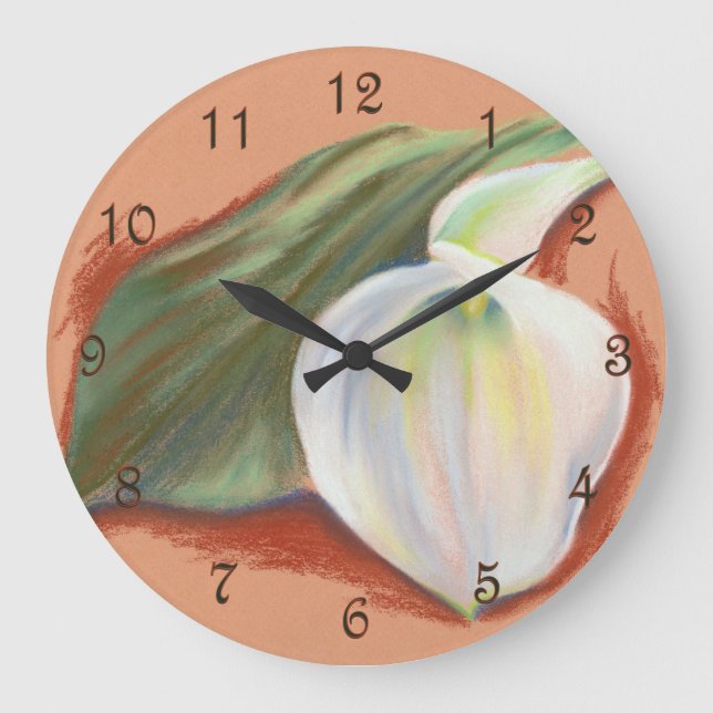 Grande Horloge Ronde Calla Lily et Leaf (Recto)