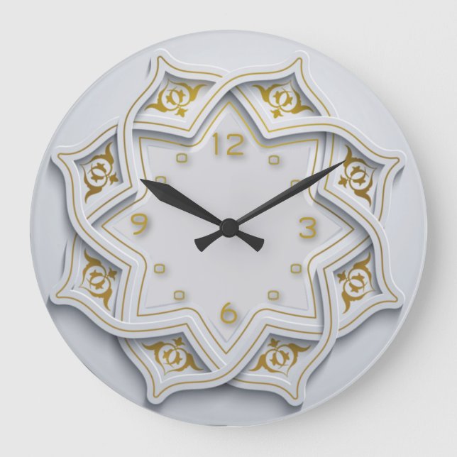 Grande Horloge Ronde Calligraphie blanc et or (Recto)